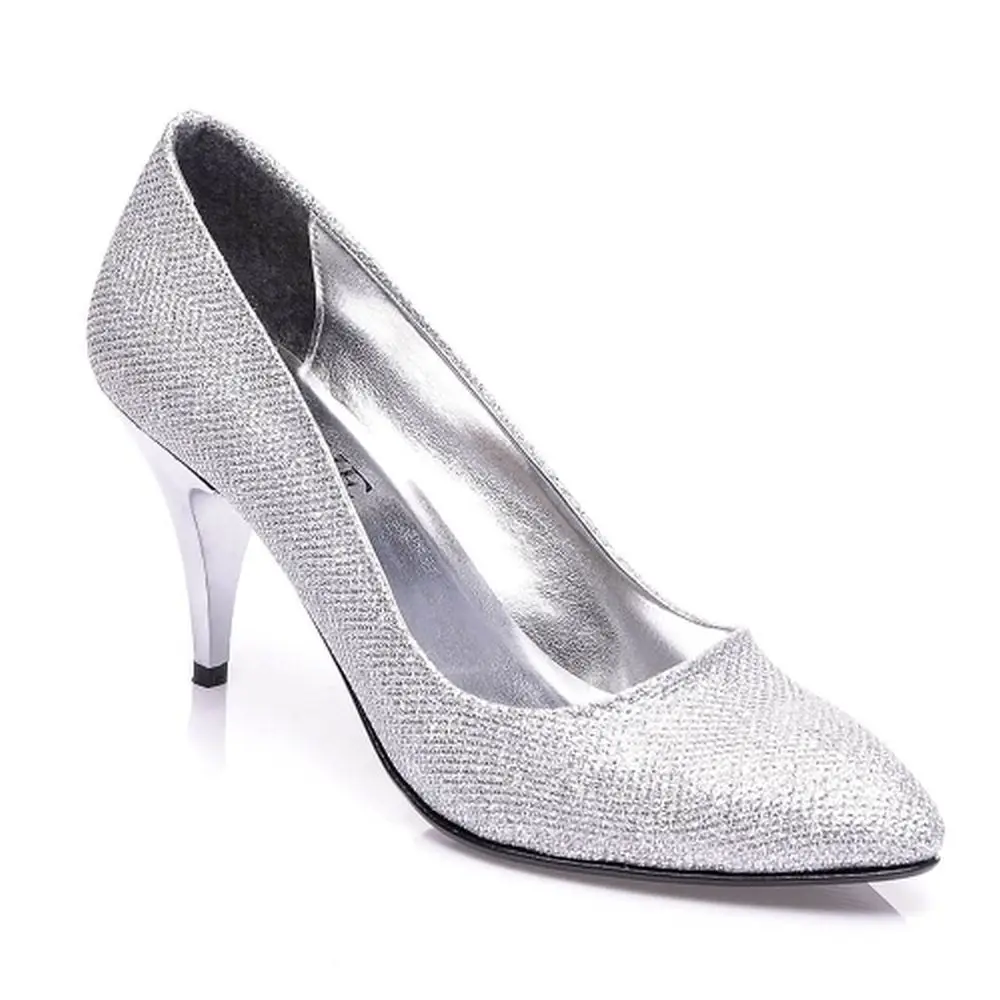 Silver Kitten Heels Women Shoes 7 cm Heel Shoes Casual Shoes for Women Low Heels for Womens Short Heels for Women Closed Toe