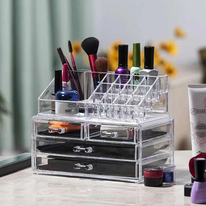 4 Drawers Acrylic Lipstick Brush Makeup Door Organizer