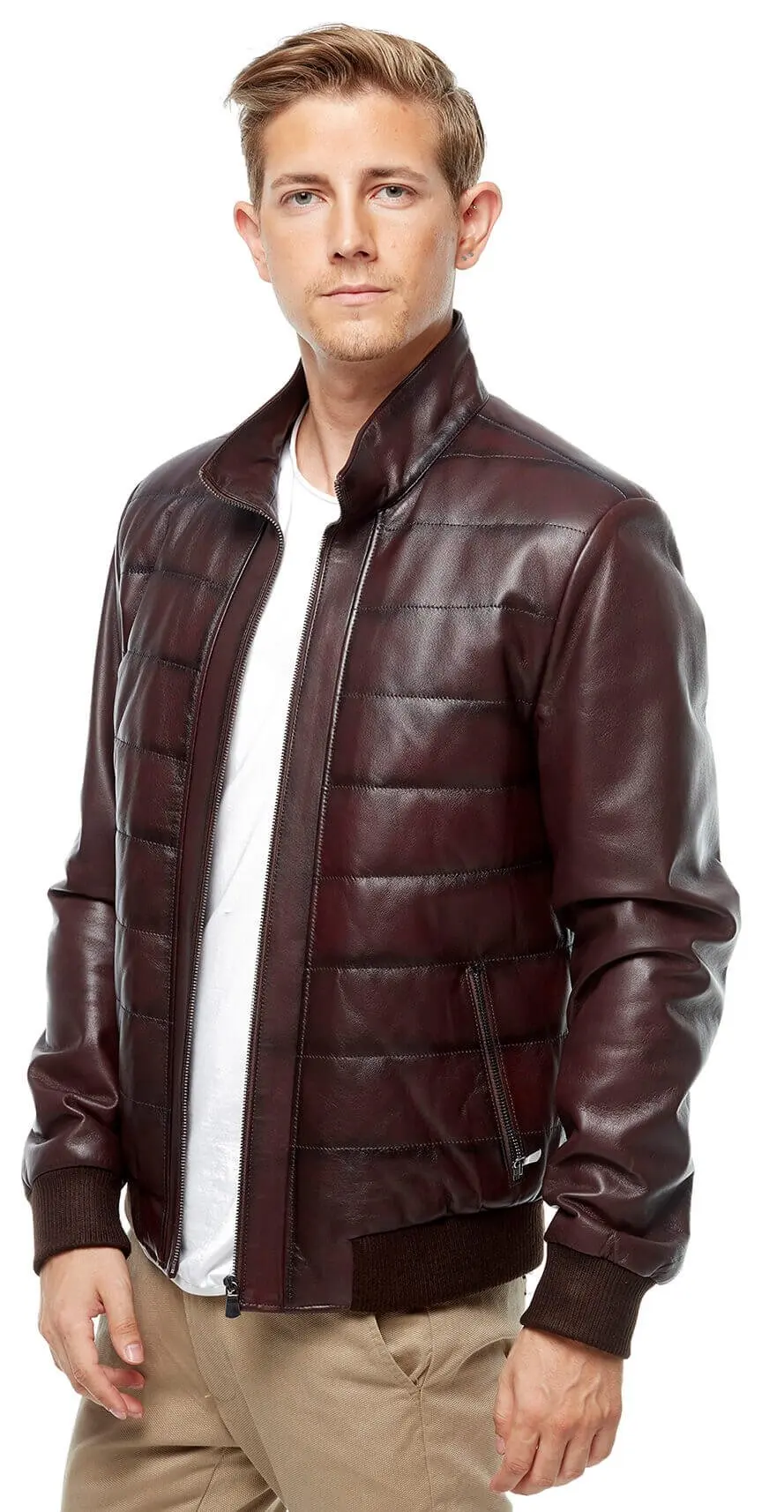 Elviro Burgundy antyczne kurtki skórzane Orjinal Lambskin jesień zima 2022 Biker Slim duże rozmiary VintageTürkiye