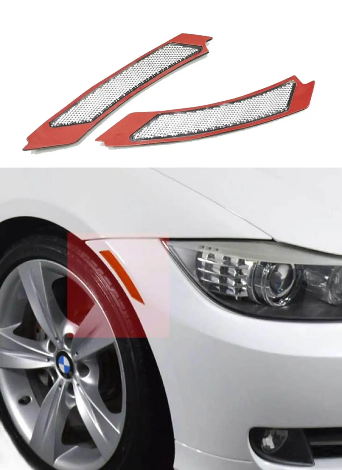 

Clear/Smoke/Amber/Dark Grey/Red Lens Front Bumper Side Reflector For BMW E90 / E91 LCI free shipping