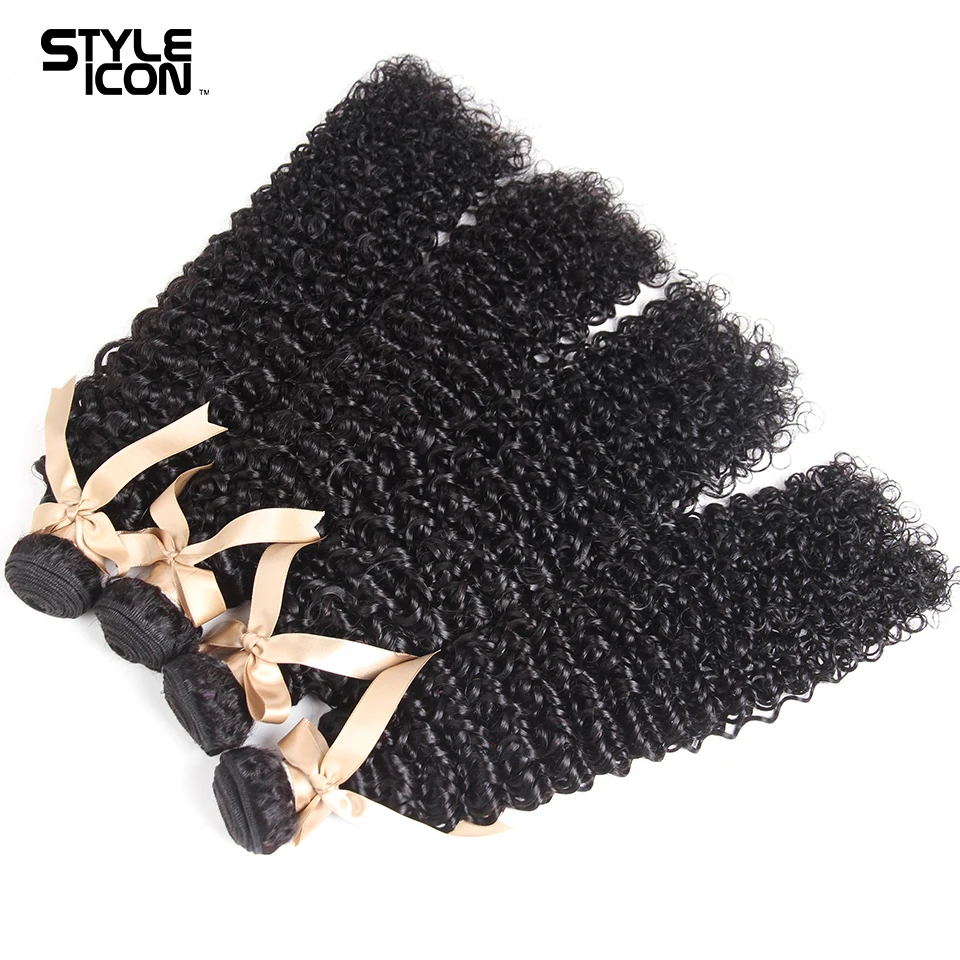 Curly Human Hair Bundles With Closure 36 Inch Long Remy Kinky Curly Bundles With Closure 3 Bundles With Closure Free shipping