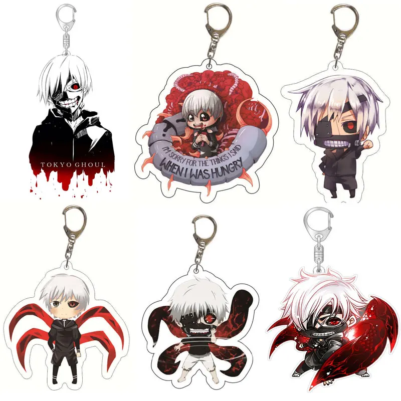 Anime Tokyo Ghoul Action Figures Cartoon Kaneki Ken Touka Kirishima Key Chain Bag Pendant Acrylic Keyring Fans Collection