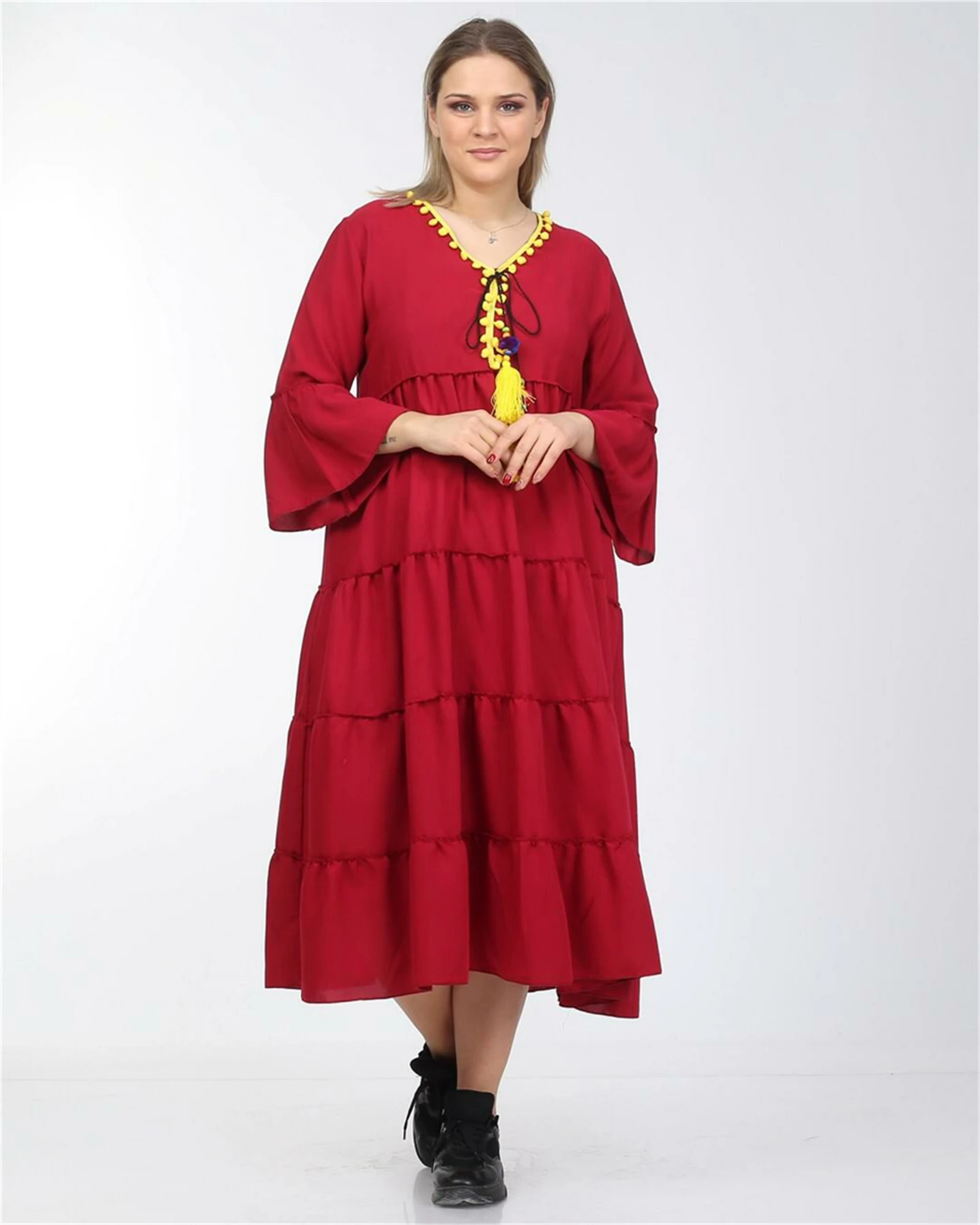 Diaves Summer Fashion Woman Plus Size Butterfly Sleeve Casual Loose Mid-Calf Dress