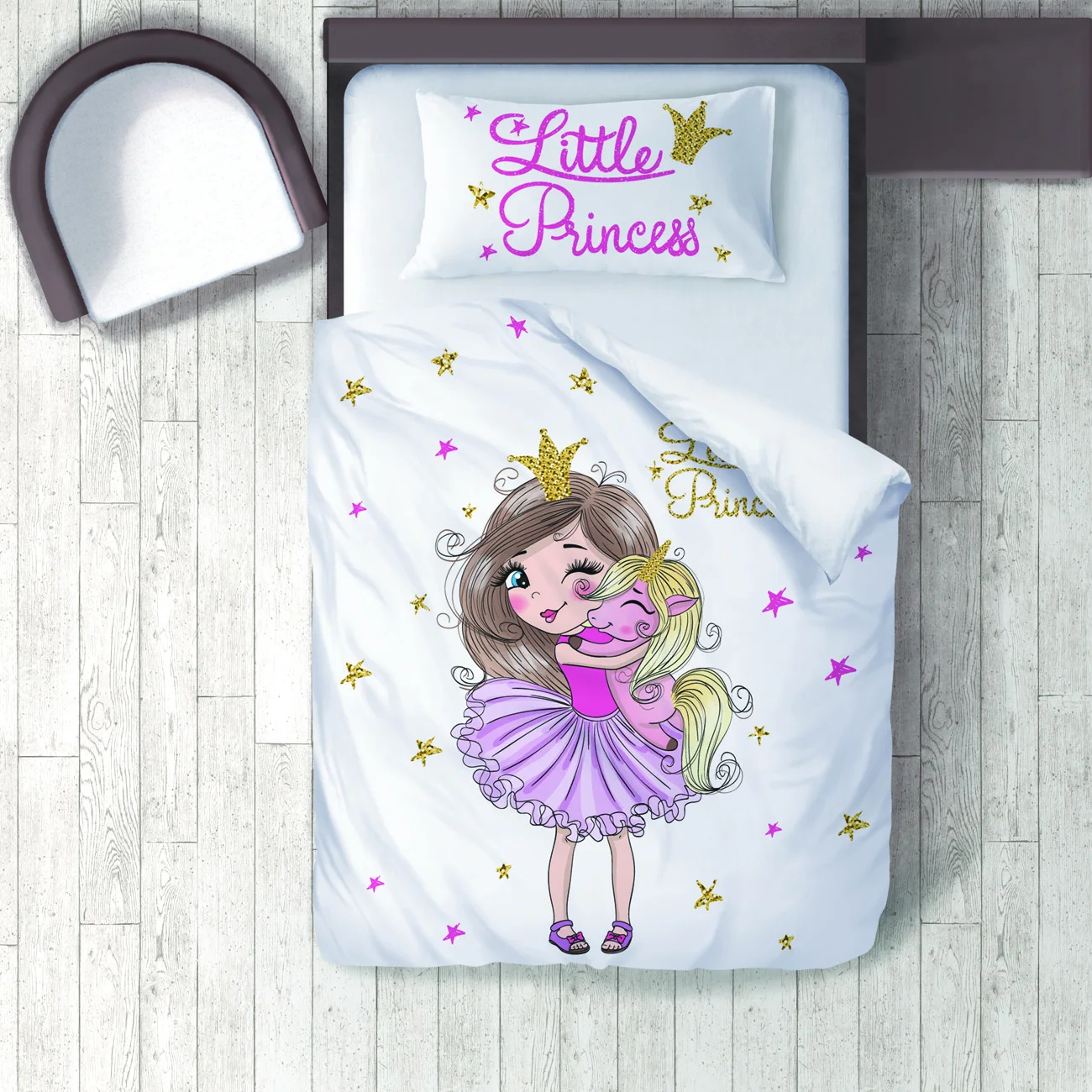 

Duvet Cover Set Bedding Set Pillow Case for Baby and Kids Room 3D Printed Little Princess for Girls and Unicorn Model 081