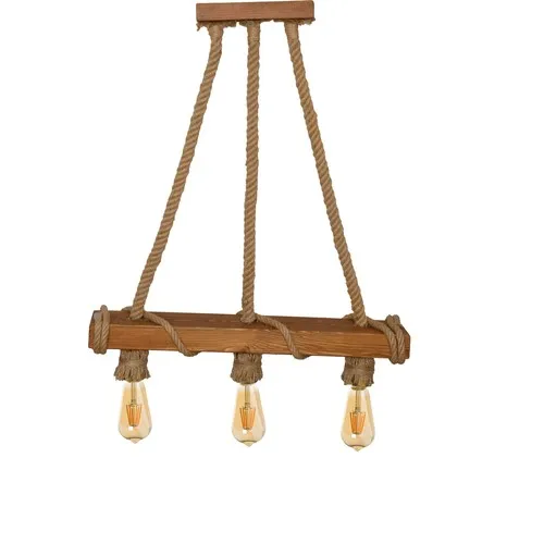 All Home Wood Rope 3 PCs Rustic Chandelier lighting light stylish retro living room living room