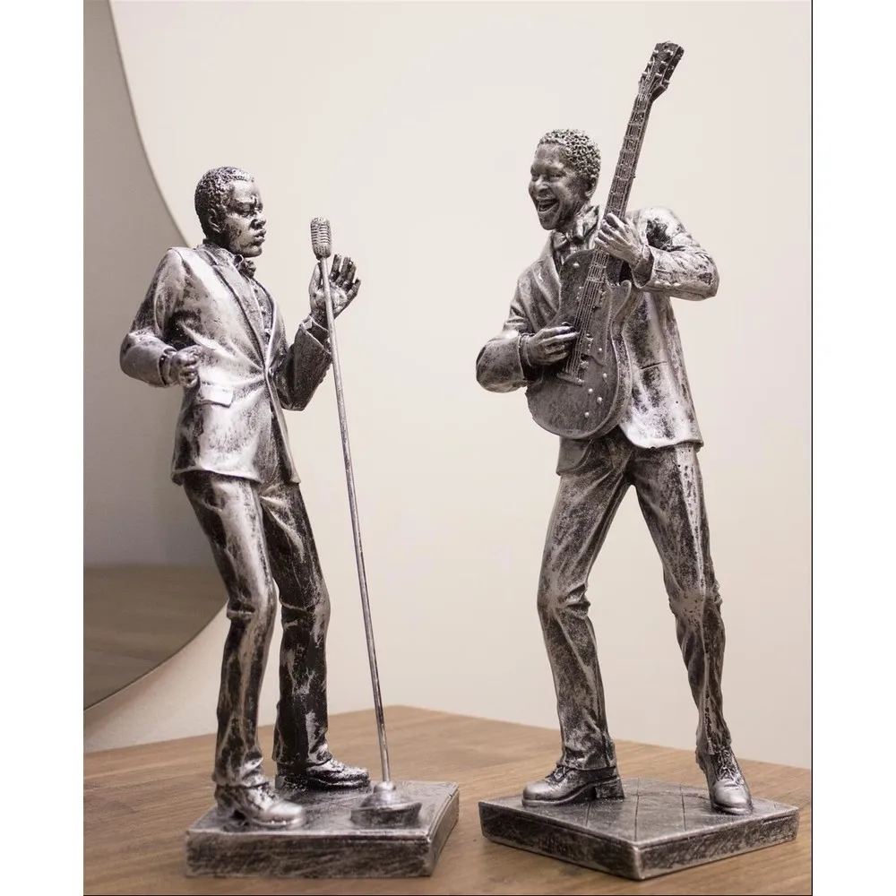 Baratija de 2 piezas para decoración del hogar, escultura de decoración masculina, guitarrista Soloist, músico, recuerdo, baratija, diseño de estatua