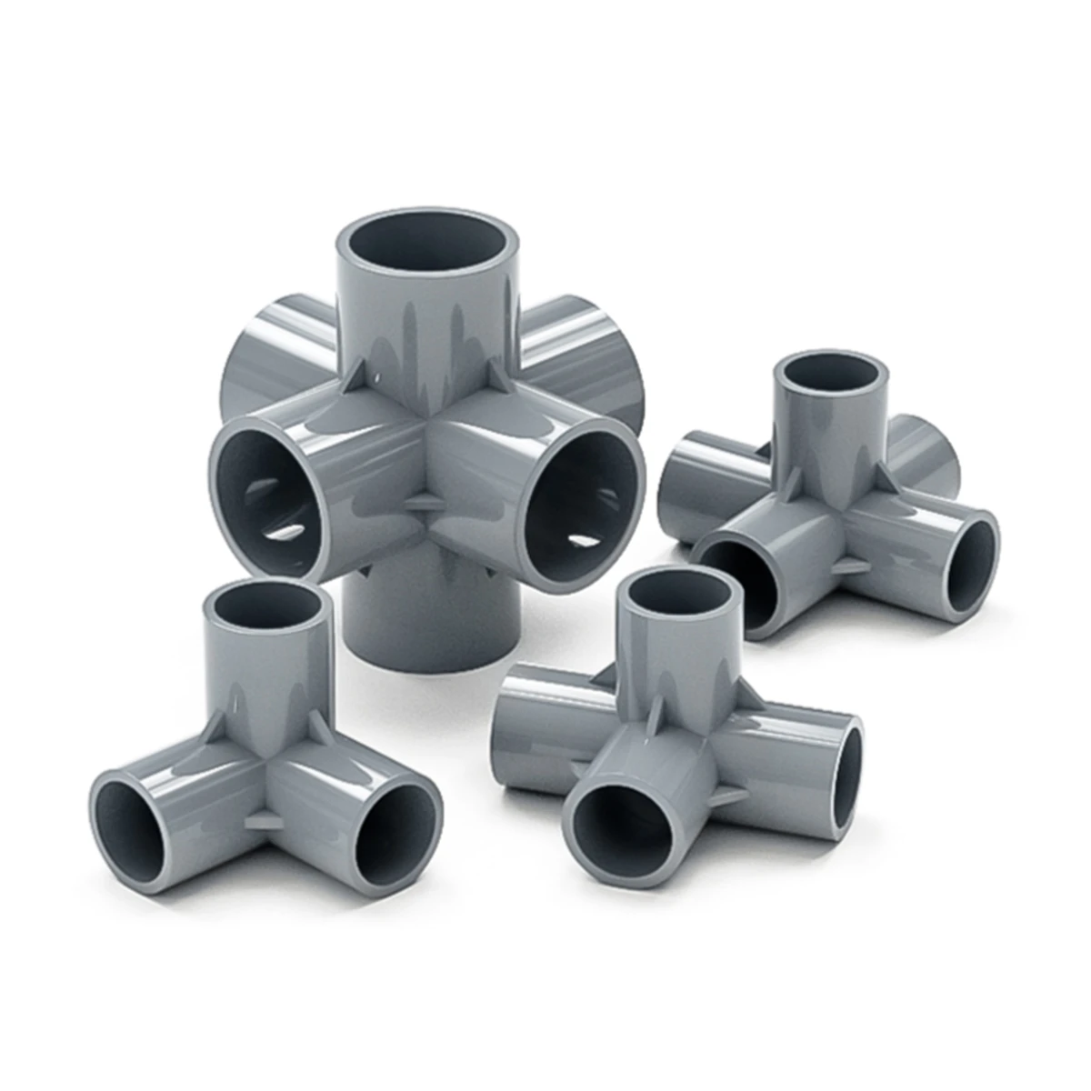 Straight Elbow Solid Equal Tee Four-way Connectors Grey PVC Water Supply Pipe Fittings Plastic Joint Irrigation Water Parts