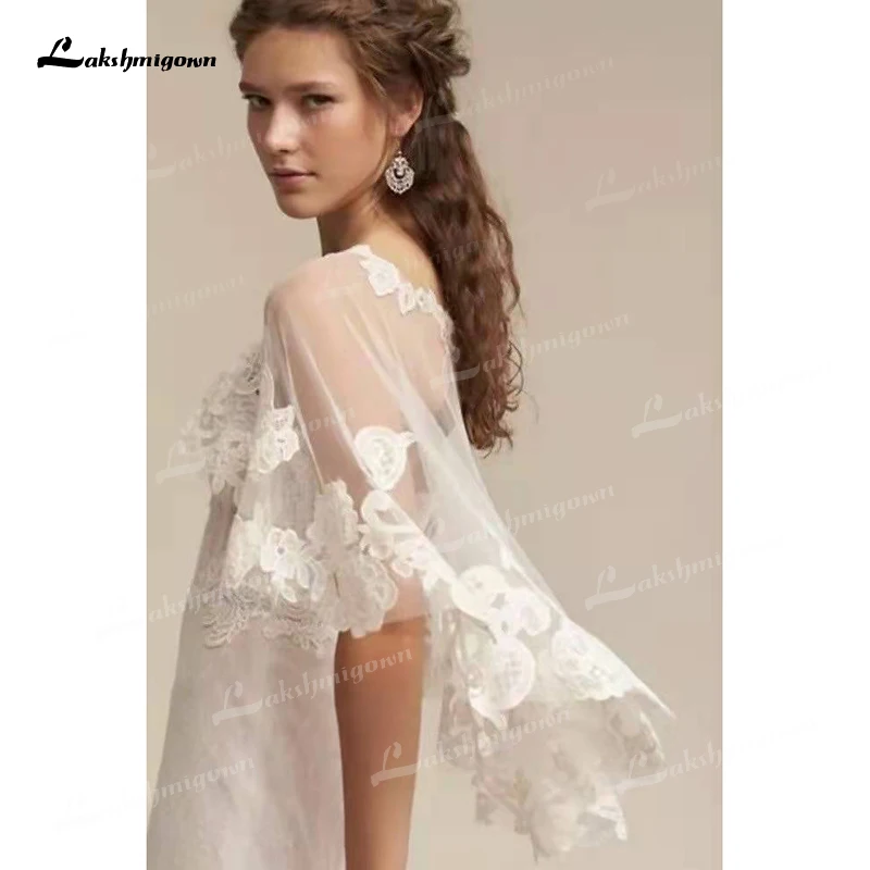 Abiti da sposa in pizzo da sposa giacche mantello da sera scialli da sera per donna coprispalle Bolero formale per abito da festa bianco/Lvory 2022