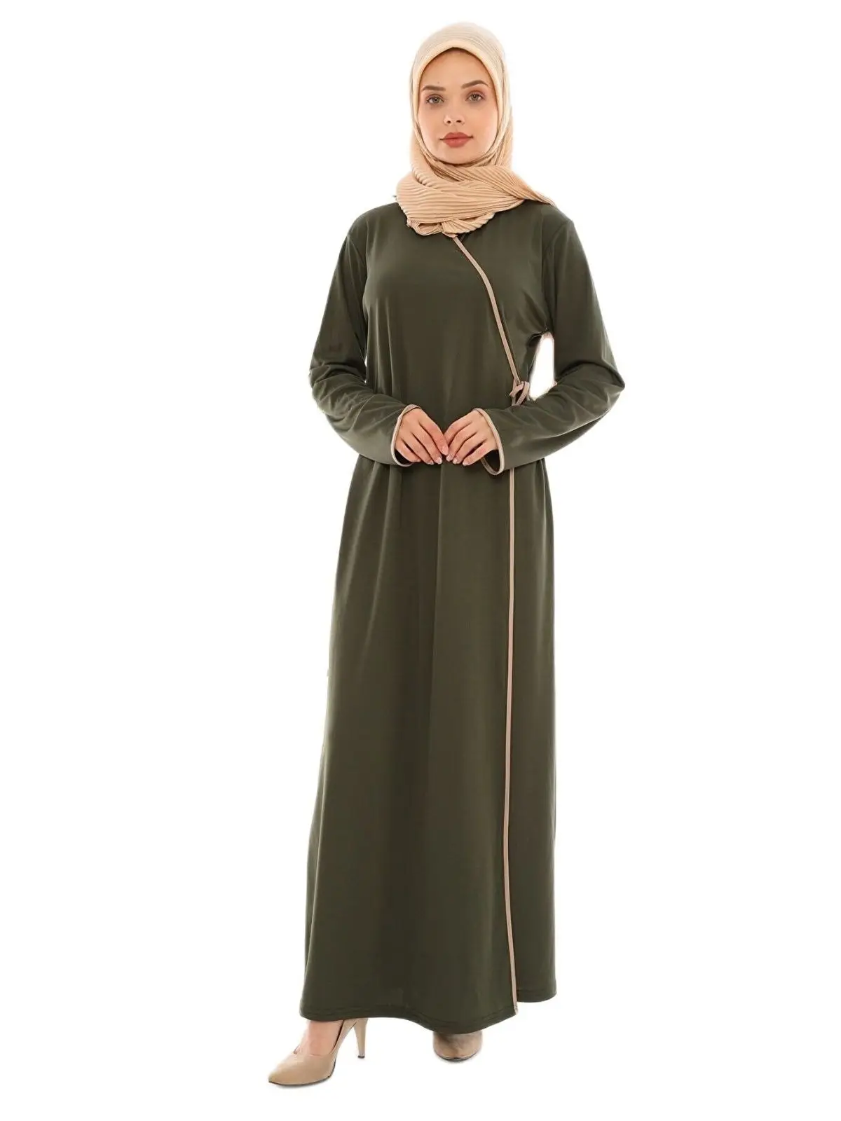 Side Tied Prayer Dress Plain Unlined Long Sleeve Comfortable Useful Loose Women Muslim Fashion Hijab Clothing Daily Custom