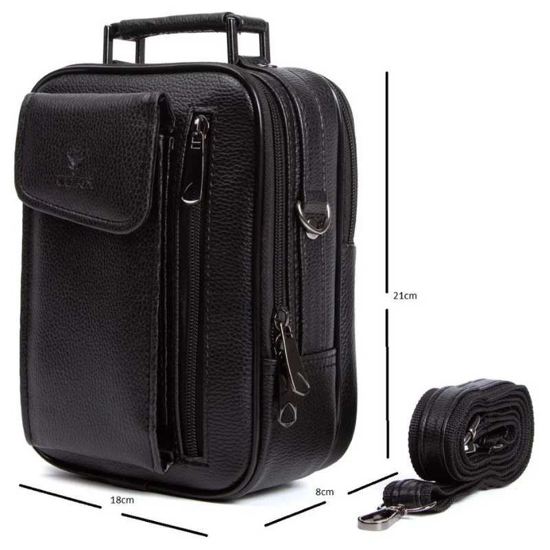 Kompartemen Ponsel Casing Kulit Vegan Tas Tangan dan Bahu Pria Tas Kasual Tas Tangan 18X21 Cm Tas Bahu Pria Baru