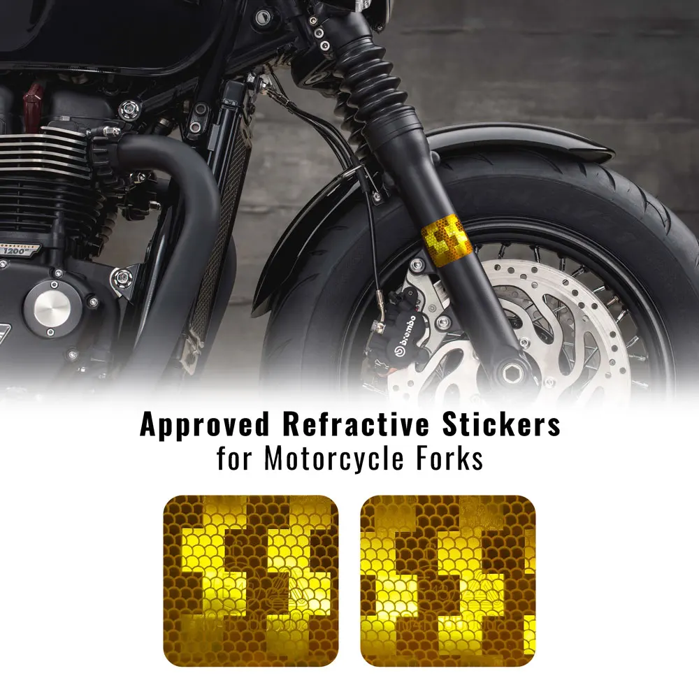 Reflective stickers motorcycle ECE approved-UN 104, yellow, 2 PCs 5x5 cm