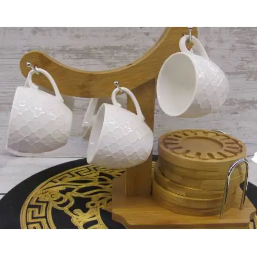 

DOLBOVI Bamboo Dish Pendant Porcelain Coffee Cup Pad 13 Piece teaware cup tea handmade bowl beautiful mugs turkish tea set vintage Saucer creative Latte Cup free shipping products service coffee Weights undefined kubki