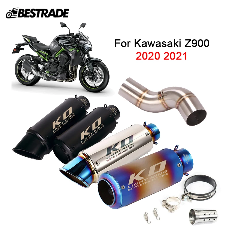 

For Kawasaki Z900 2020 2021 Motorcycle Exhaust System Baffle Mufflers Middle Link Pipe With Removable DB Killer Slip On 51mm