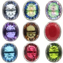 Buy 5 Get 1 Free 25x21mm Top Selling Fire Rainbow Mystic Topaz Zultanite Color Changing Alexandrite Topaz Peridot Silver Rings