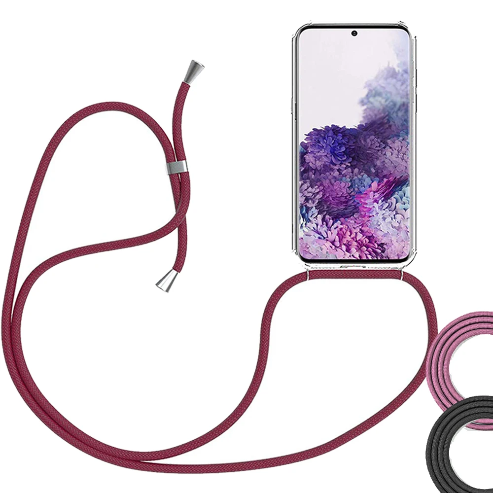 For Samsung Galaxy S10 10 PLUS S20 S20 PLUS PLUS Ultra-Carcasa Clear Silicone Colorful Cord Strap Cover