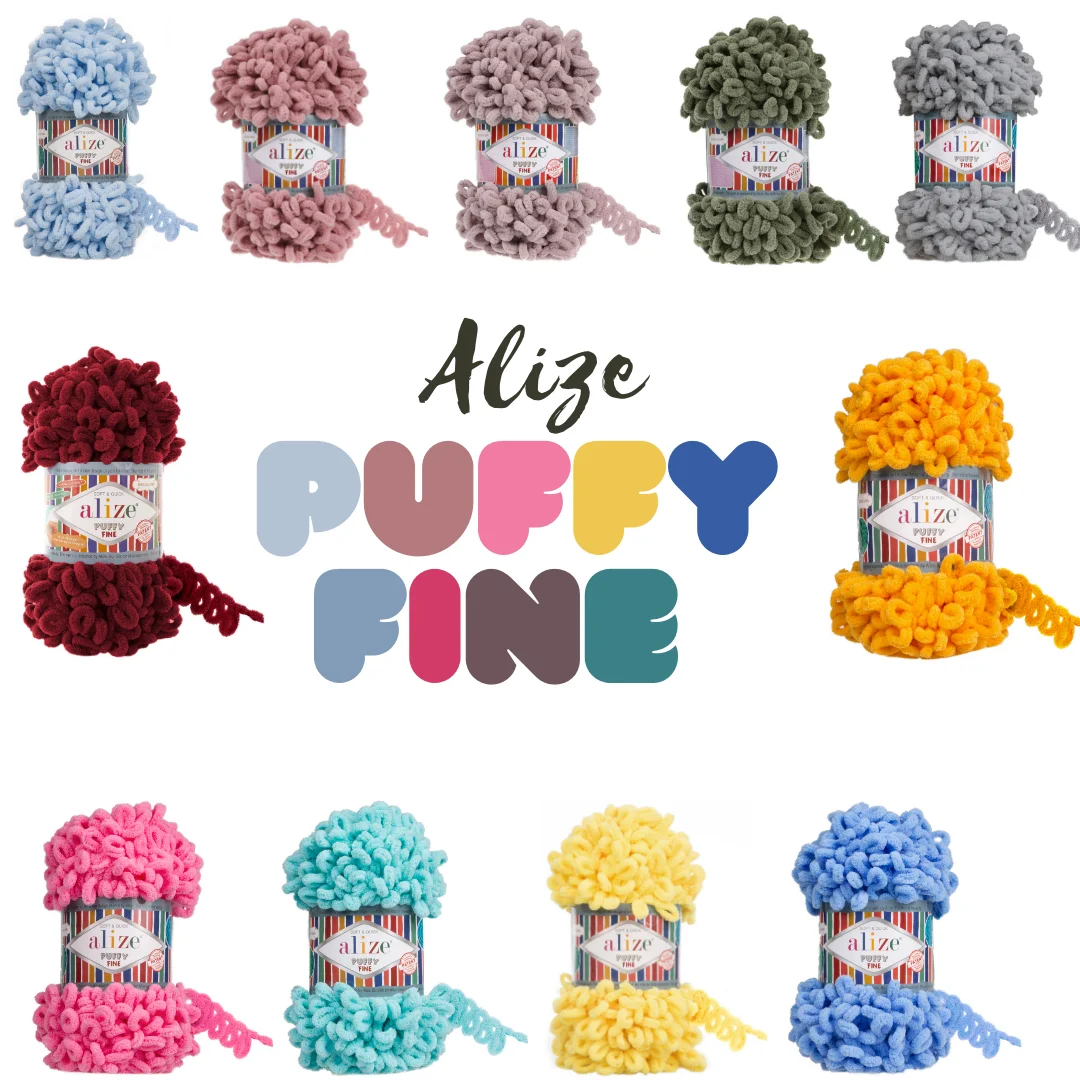 Alize Puffy Fine, 1 PACK 8 BALLS FREE SHIPPING,Soft Velvet Bulky Amigurumi Doll Threads Yarns For Knitting And Crochet  DIY Loop