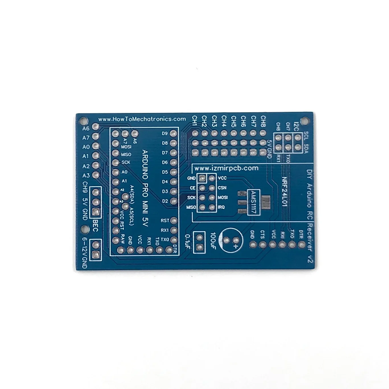 Circuit imprimé récepteur RC basé sur Arduino, PCB pour contrôleur de Joystick portable Module avec Bluetooth NRF24L01 DIY Pro Mini