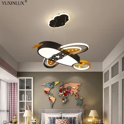 Children's Room LED Pendant Lamps Black Plane Ceiling Lights For Boy Girl Bedroom Living Dining Room Indoor Lightings Decoration