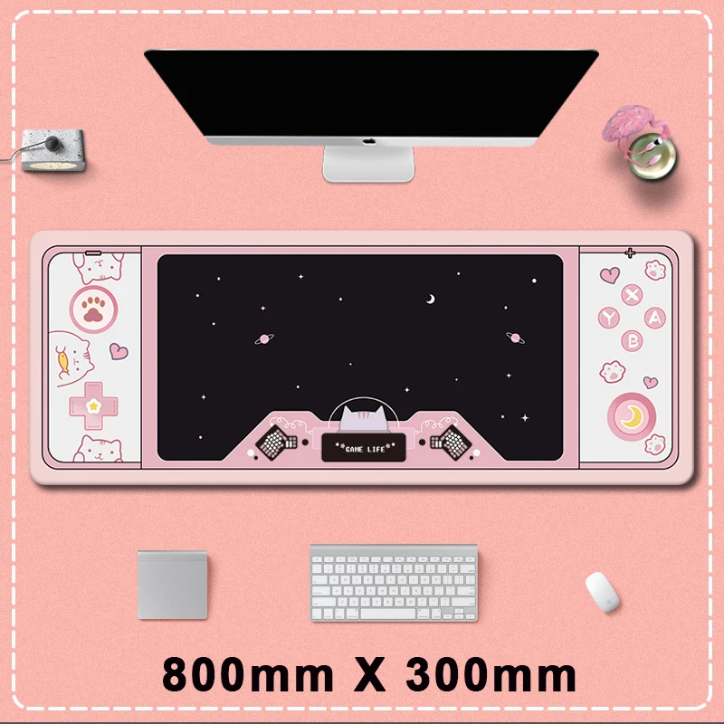 Alfombrilla de ratón Extra grande para consola de juegos, tapete de escritorio bonito, a prueba de agua, antideslizante, Accesorios de escritorio para computadora portátil, púrpura Kawaii