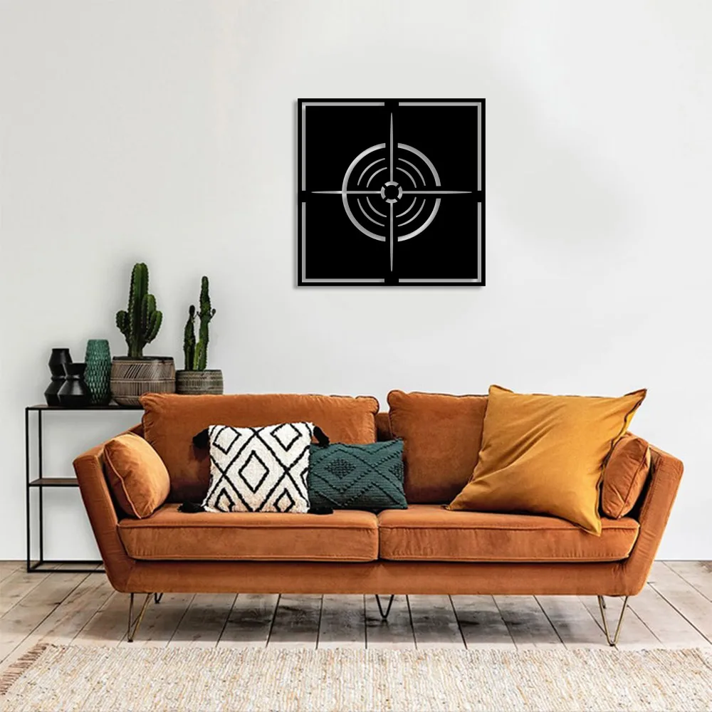 Geometric Target Sight Wall Room Home Accessory Wooden Table 50x50cm