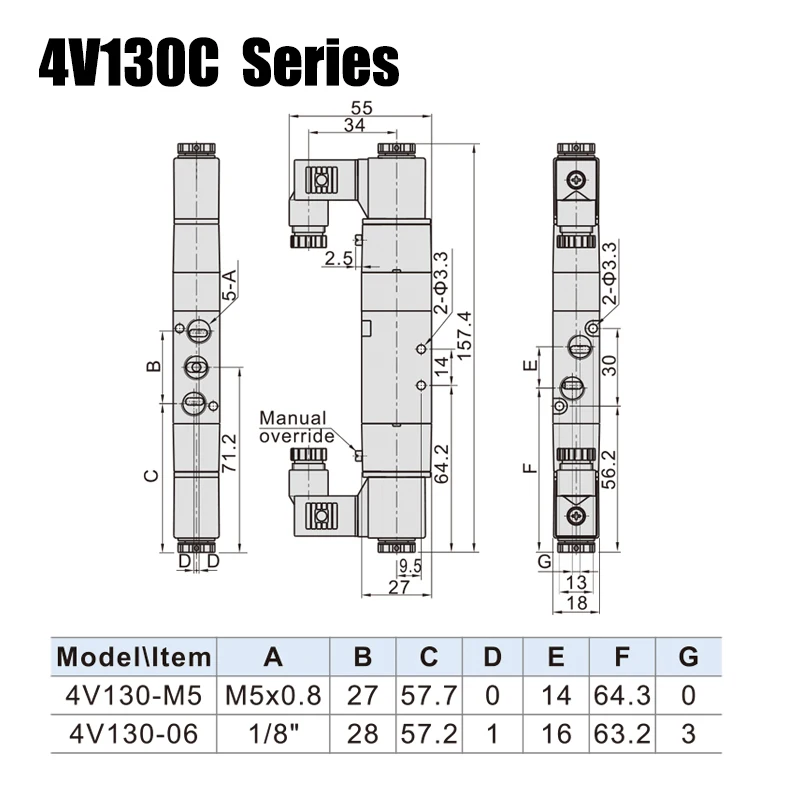 Magas légnyomású levegő minőségű 4V130C-06 4V230C-08 4V330C-10 4V430C-15 Szellőztet electromagnetic valves 3 Fekvés 5 Mód Levegőműködtetésű Tekercs Tolattyú