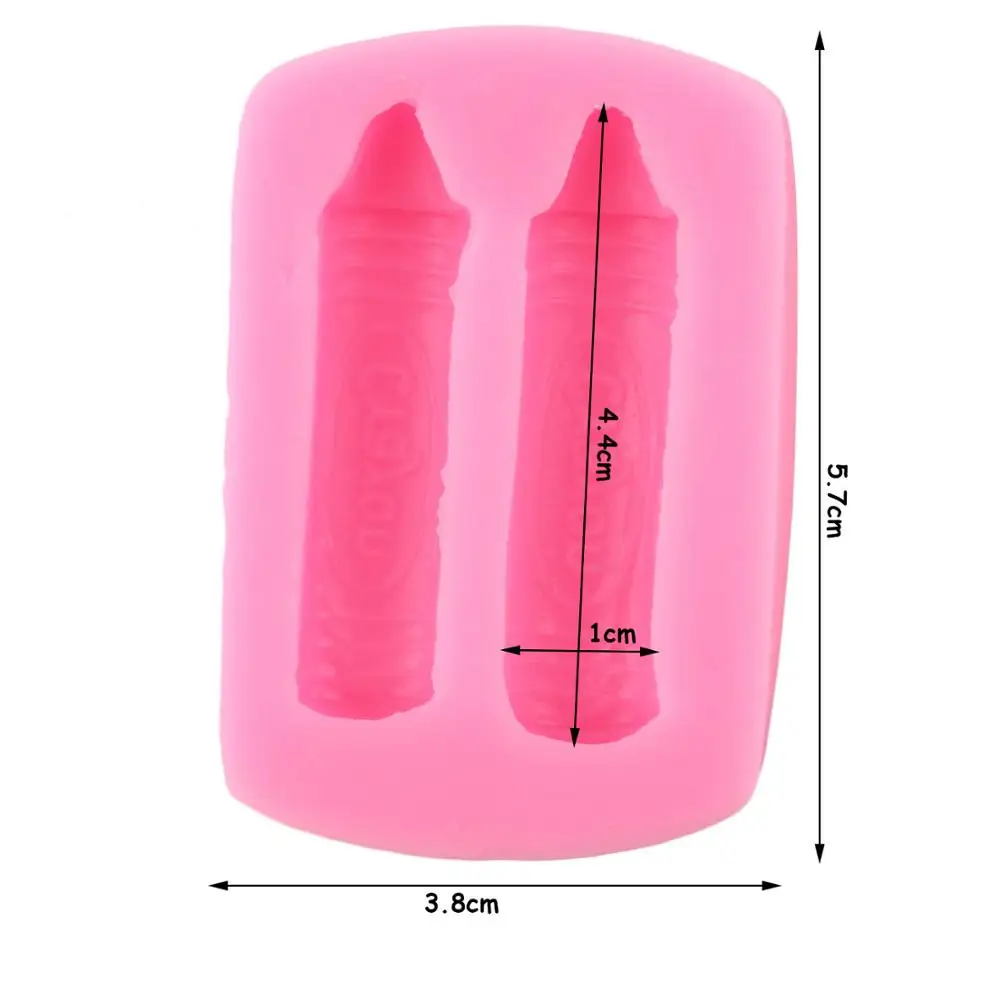 Two Crayon Silicone Mold Chocolate Gumpaste Candy Clay Molds Baby Drawing Pencil Cupcake Topper Fondant Cake Decorating Tools