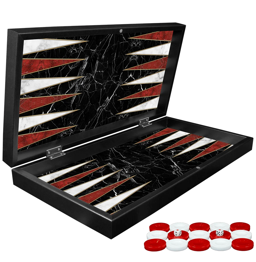 Black Marble Backgammon Chess Set Checkers Draughts Fantastic Quality Luxury Chestnut Wooden Adult Gift Entertainment Board Game