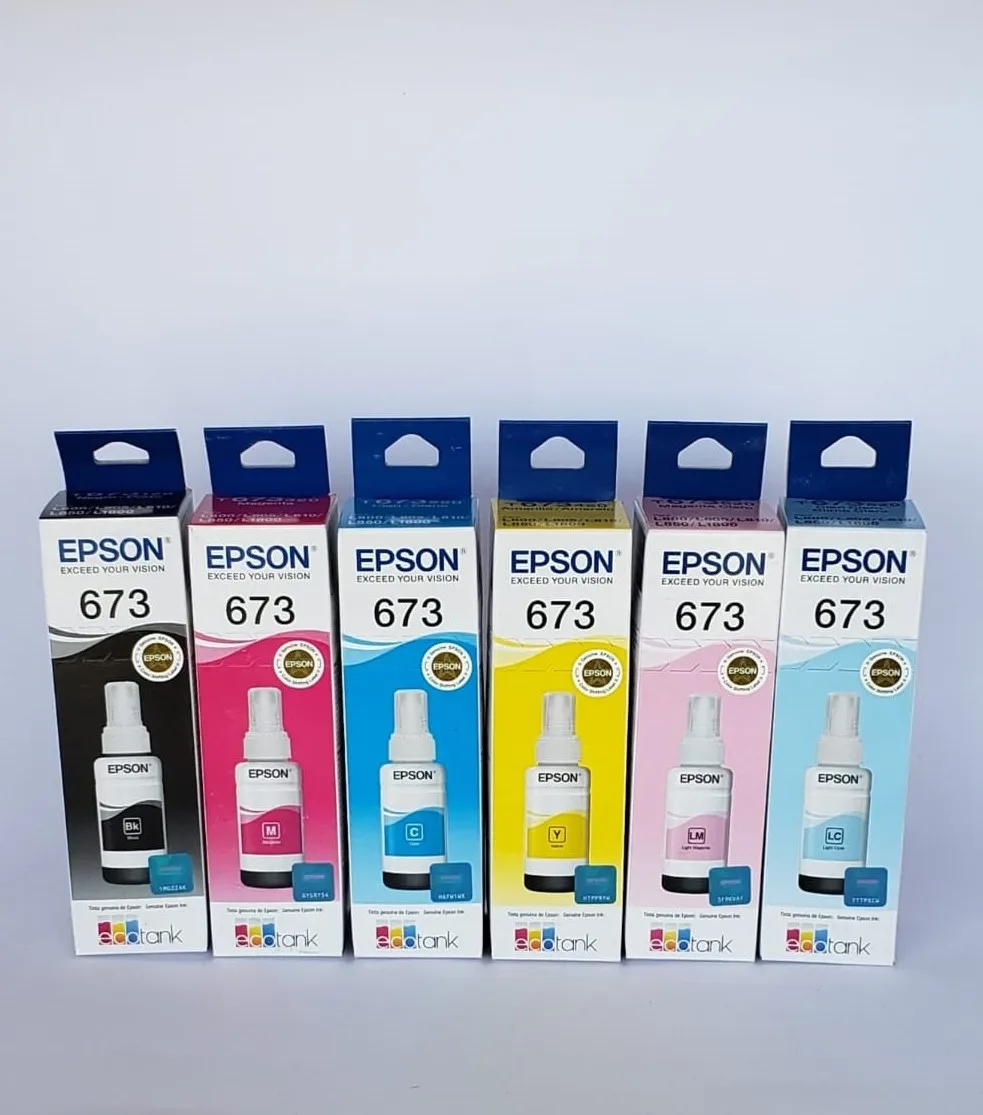 KIT TINTA EPSON 673 ORIGINAL p/ L800 L805 L850 L810 L1800