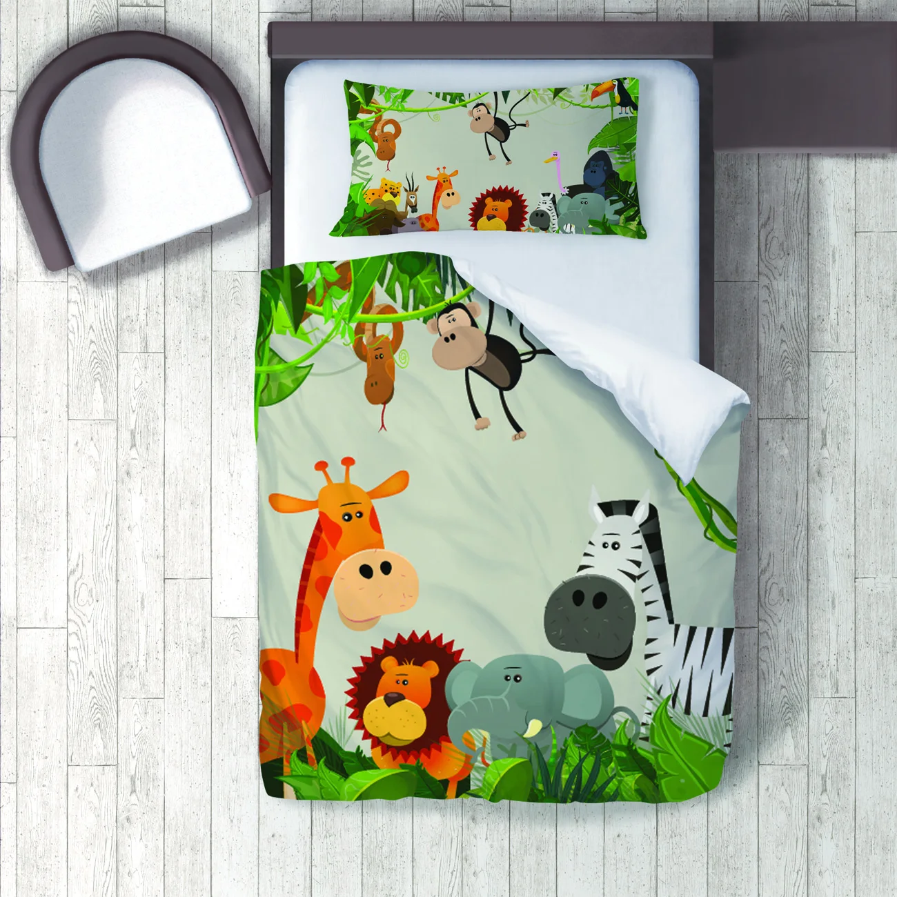 

Duvet Cover Set Bedding Set Pillow Case for Baby and Kids Room 3D Printed Green Safari Jungle Model 090