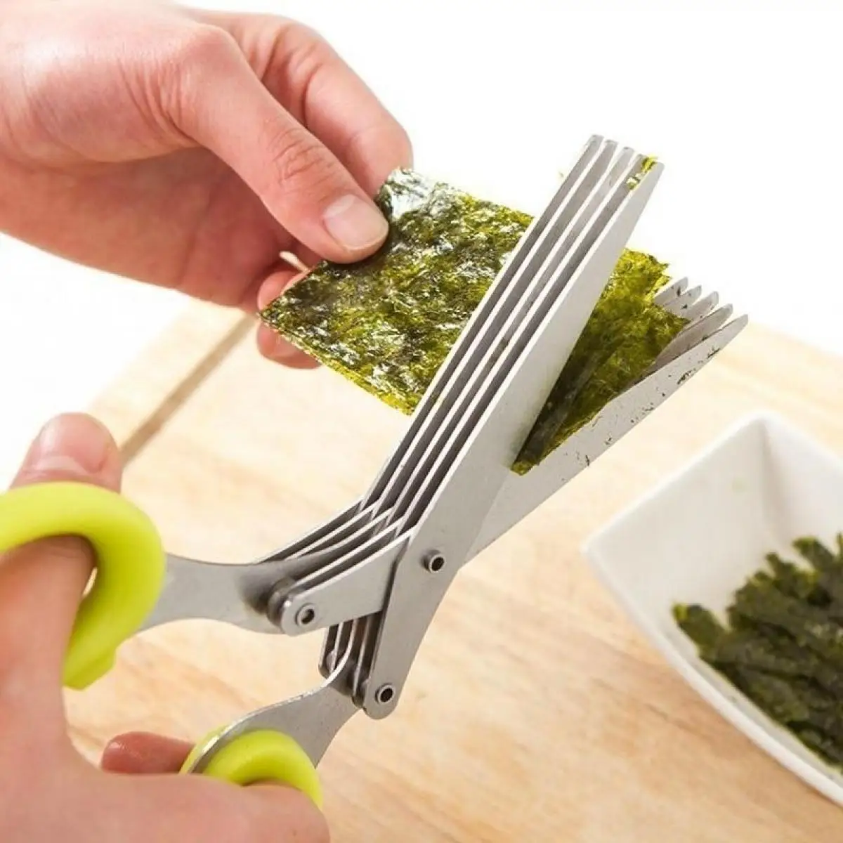 Multifunctional Muti Layers Stainless Steel Knives Multi-Layers KItchen Scissors Scallion Cutter Herb Laver Spices Cook Tool Cut