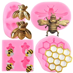 3D Bee Honeycomb Silicone Mold Insect Bumblebee Cupcake Fondant Molds Chocolate Cake Decorating Tools Kitchen Baking Accessories