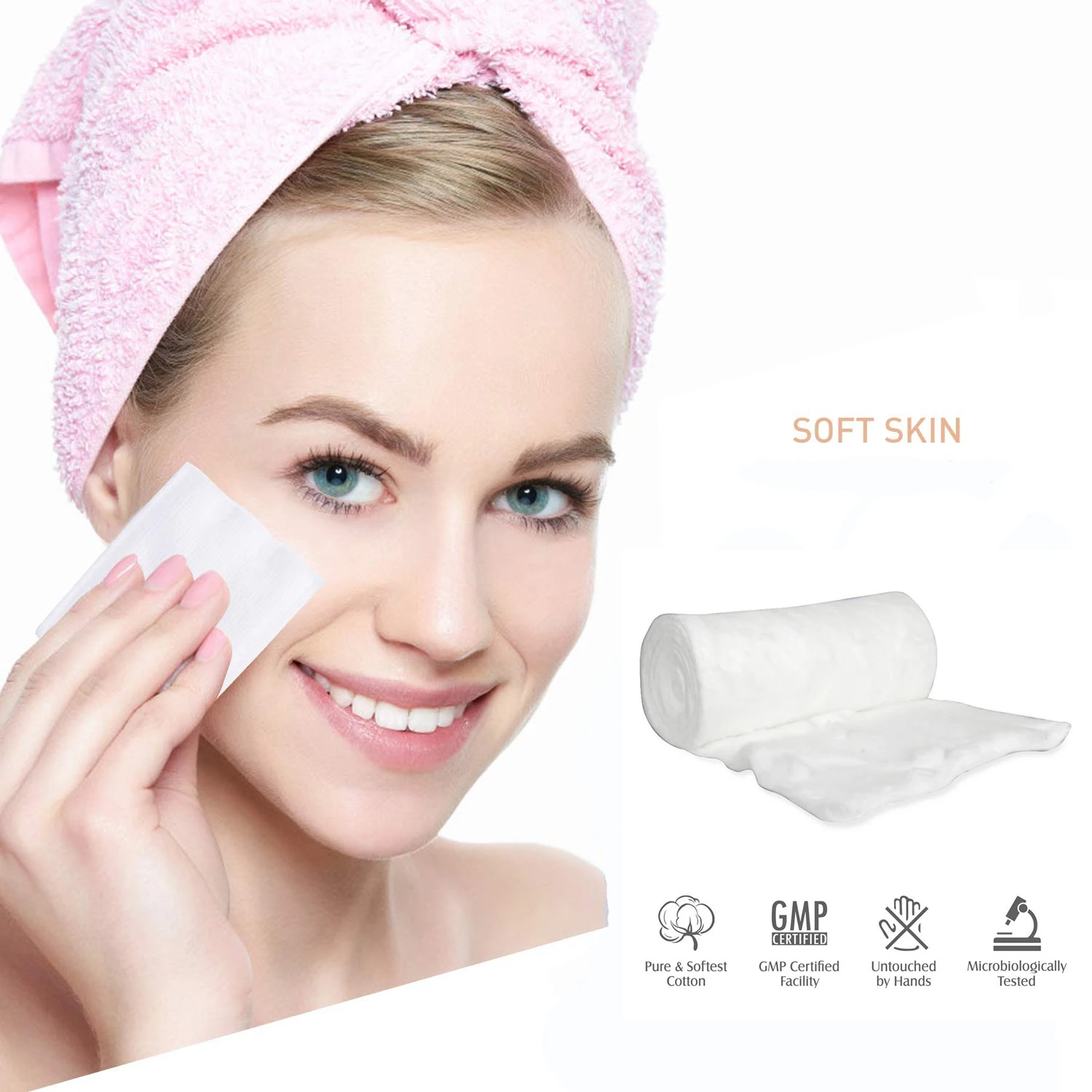 100% Pure Absorbent Cotton Wool Roll 1000g. Multi-Purpose Use Baby Skin Care Cleaning Makeup Home Medical Use