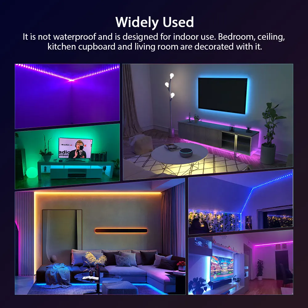 ColorRGB, LED Strip Lights 10M 15M, Music Sync Color Changing RGB LED Strip 24-Key Remote,APP Control, SMD5050, For TV PC Home