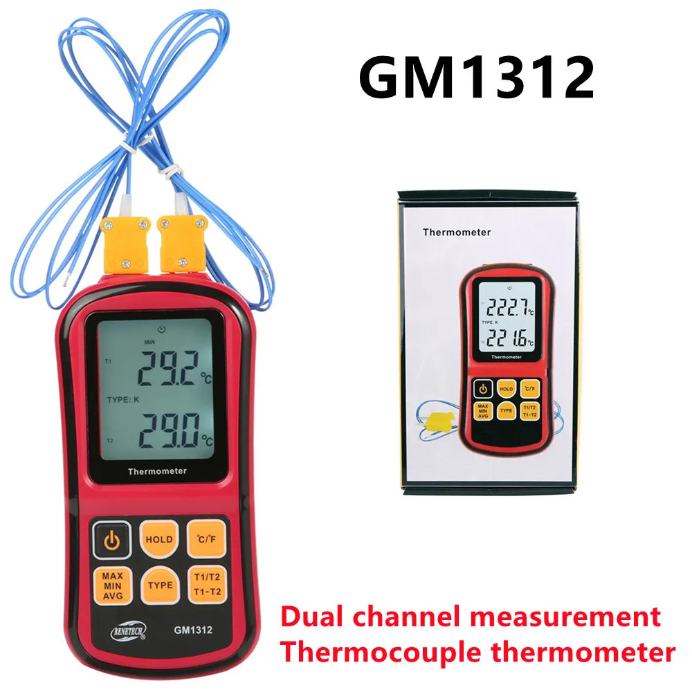 

5PCS Thermocouple Thermometer GM1312 Portable Temperature Controller Sensor Measure Tools Temperature Tester 2pcs Thermocouple