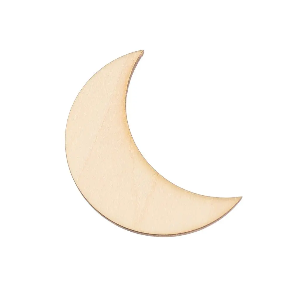 Moon shape, laser cut wood, decorations, woodcut outline, silhouette, blank unpainted, 25 pieces, wooden shape (0004)