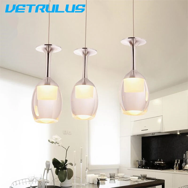 

Modern Ceiling Lamp Dining Table New Wine Glass Chandelier Romantic Decorative Lustre Hanging Lamp Bar Pendant Light Led Fixture