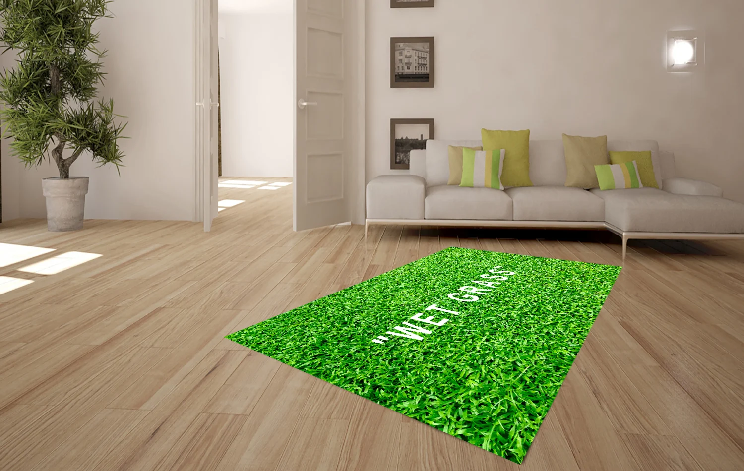 

Wet Grass Pattern Non Slip Floor Rugs, Hallway Rug, Young Made, 3-D Printed Rugs