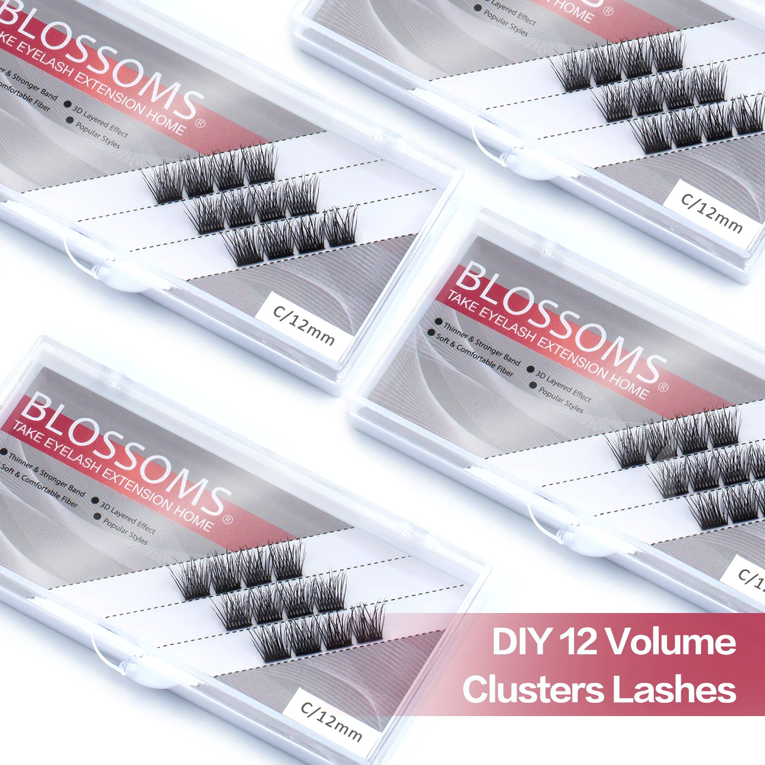 FinyDreamy DIY 12 Cluster Eyelash Extension Bunch Lashes Segmented Fake Lash 3D Natural Russian Volume Individual Mink Eyelashes