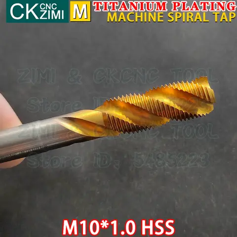 1PCS M10*1.0 M10x1 HSS टाइटेनियम प्लेटेड स्पाइरल टाइटेनियम कोटेड टैप टॉपस्पिन चिप रिमूवल मशीन टैप टैप बिट्स स्टेनलेस स्टील के लिए 10 best sales एम10x1 - №6