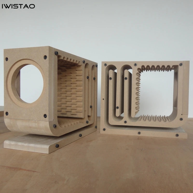 IWISTAO HIFI Speaker Empty Cabinet Kit Labyrinth High-density Fibreboard for 4 / 4.5  Inch Full Range Speaker Unit DIY