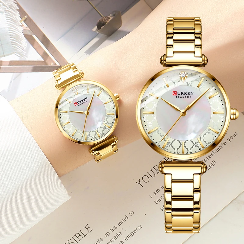 Relogio Feminino CURREN Watch for Women Fashion Gold Waterproof Quartz Clock Stainless steel Business Ladies Watch