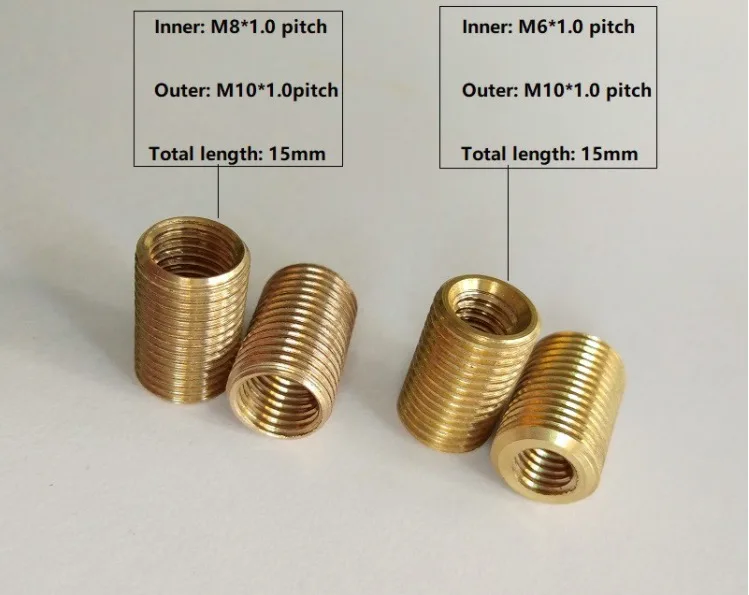 Camal 5 pezzi da M6 a M10, da M8 a M10, 1.0 passo 15mm filettato adattatore per tubo cavo interno esterno filettato accoppiatore trasportatore parti dell'adattatore