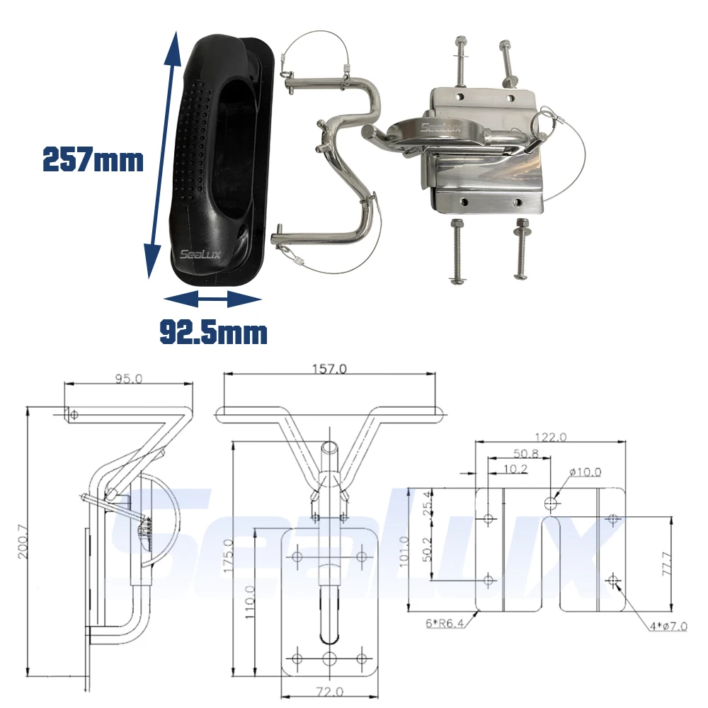 Sealux 2 sets per package Insta-lock Quick Davits set for inflatable boats with handle pad for Marine Yacht