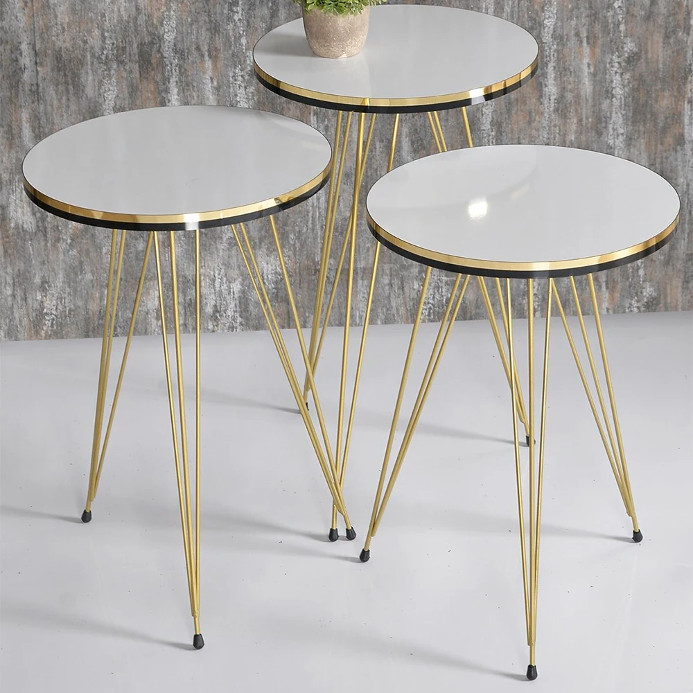 Coffee Table 3 Pcs Metal Side Table Tea Coffee Service Table Round Living Room Nightstand, Nesting Table Quality and Useful