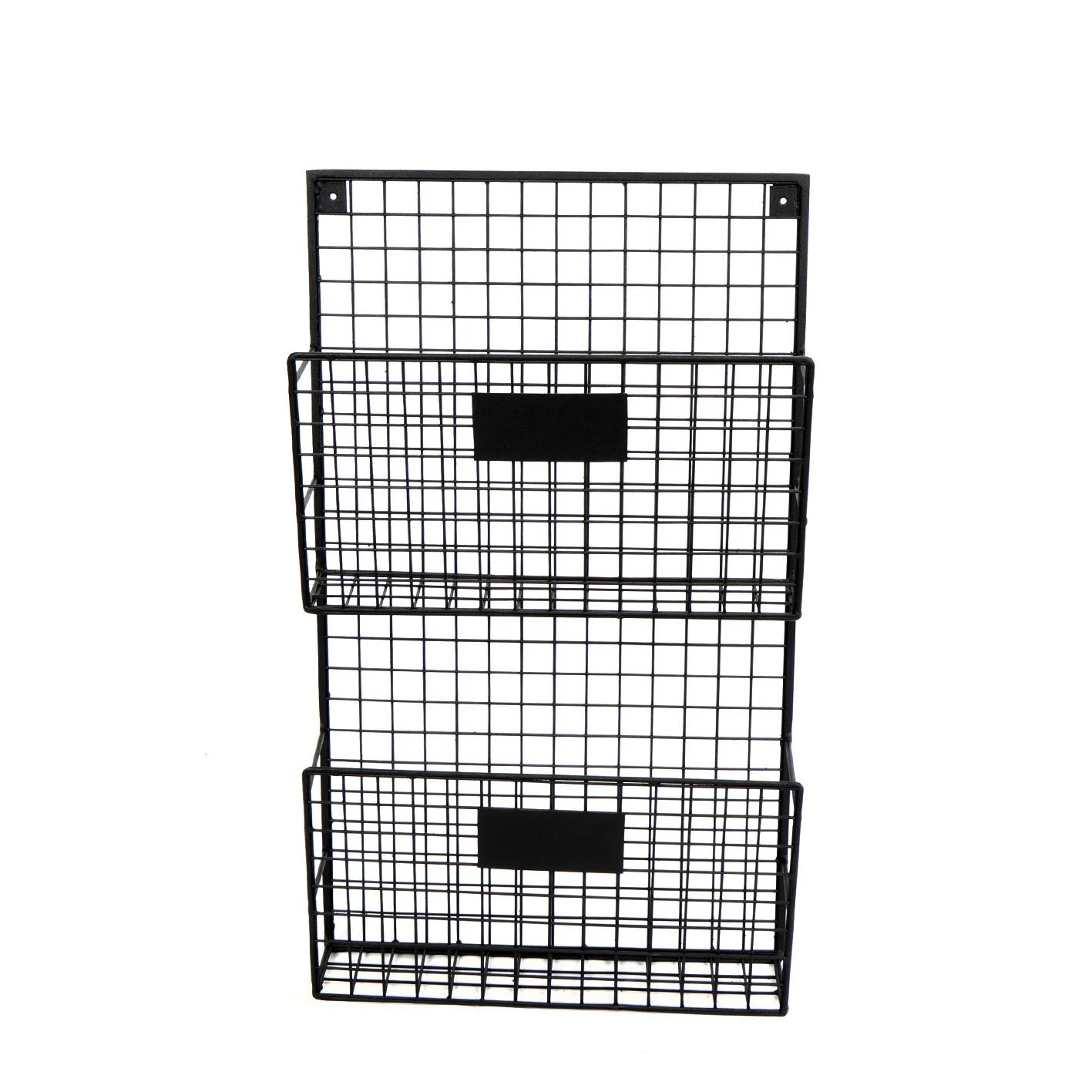 Iron Wall Shelf Grid Wire Magazine Holder, Bookshelf 2-Eyed Vertical Document Rack WD233-D2