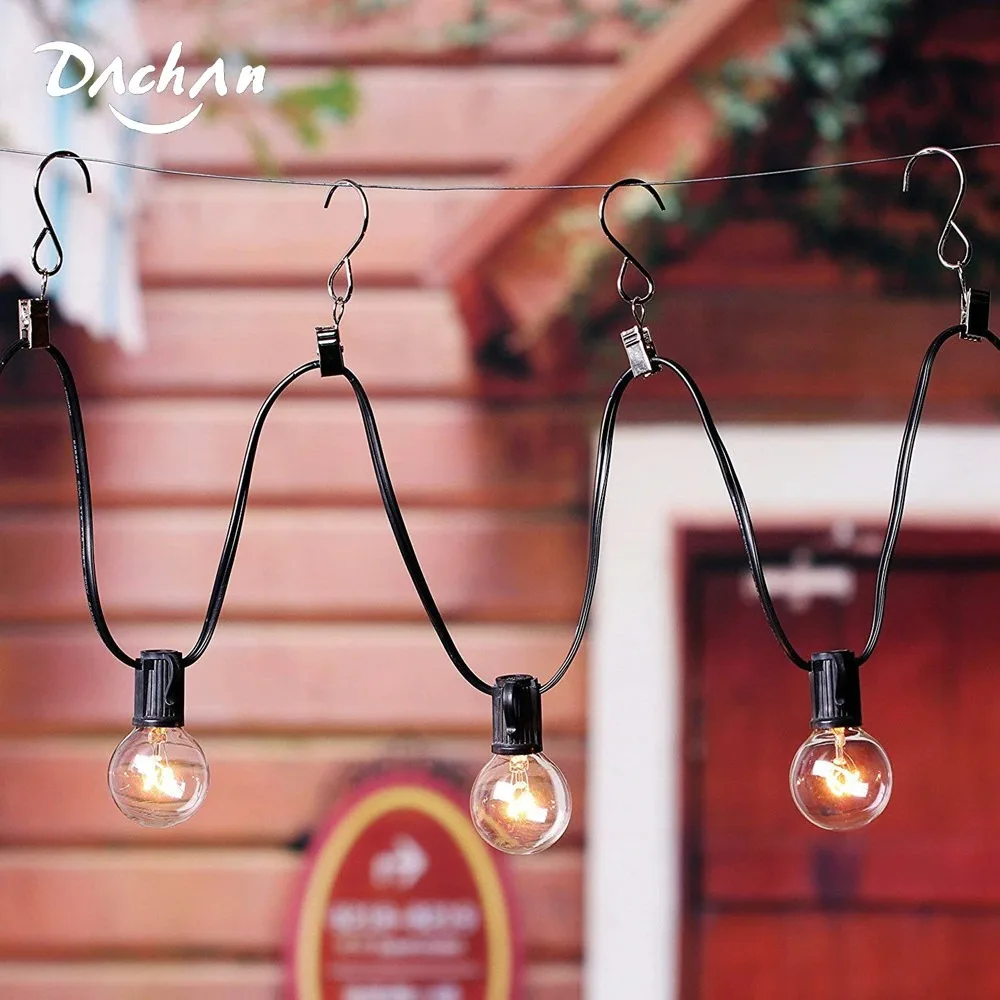 50PCS Metal Hanging S Shape Hooks with Clips for Curtain Photo Picture Party G40 String Lights for Camp Tent Garden Courtyards