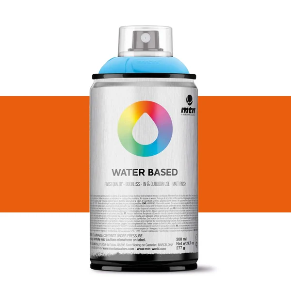 Spray paint brand MTN Water Based Color Azo Orange 300 ml Montana low pressure Little Ideal smell interior