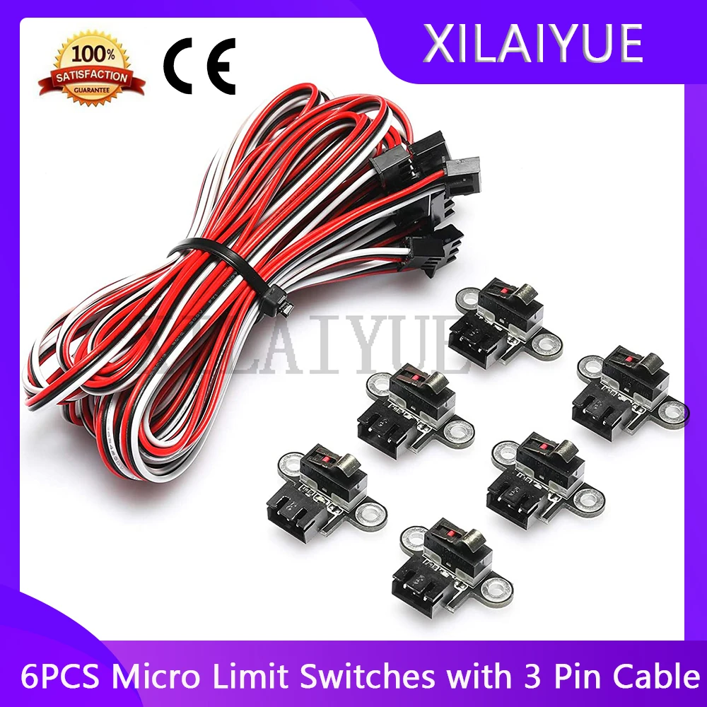 6Pcs Micro Eindschakelaars Met 1M 3 Pin Kabel Voor 3018-PROVer/3018-MX3/3018-PROVer Mach3