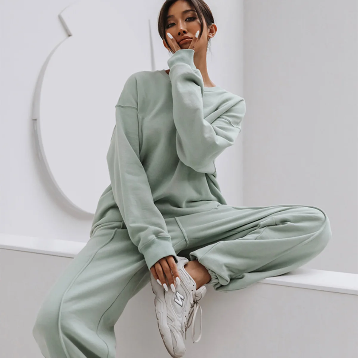 2022 new Winter Tracksuit 2 Piece Pant Suits For Women Knitted Long Sleeve Two Piece Set Top And Pants Women Suit Outwear Korean