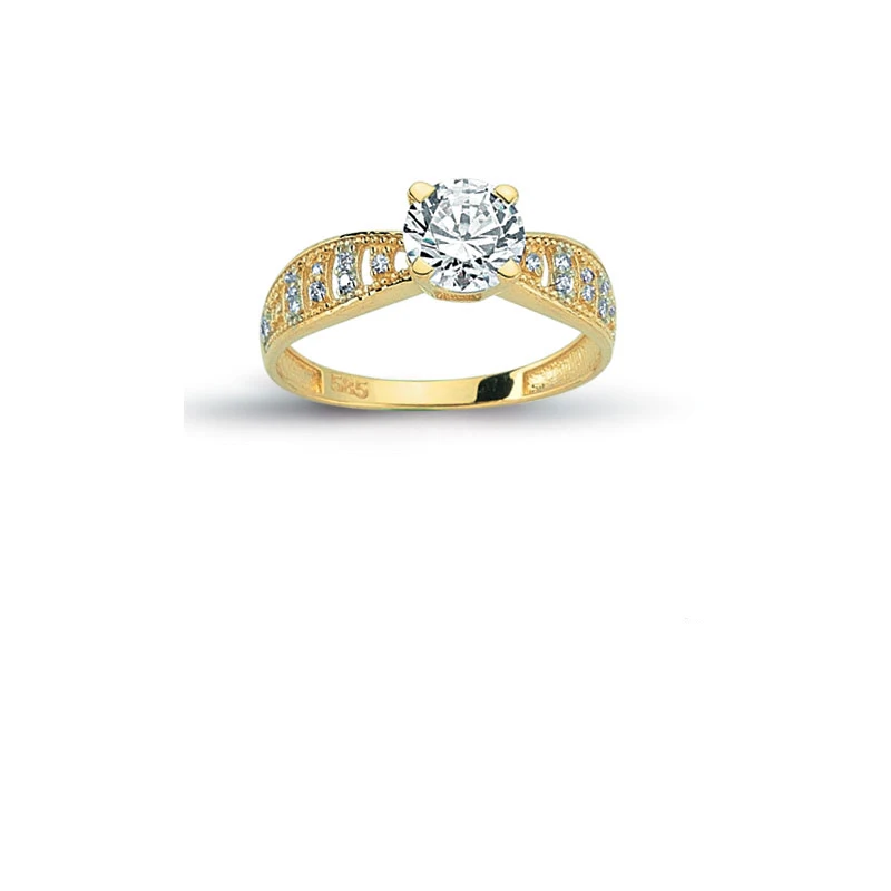 14K Solid Gold Elegant Solitaire Engagement Wedding Ring